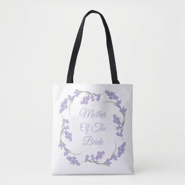 Mother of the Bride Lavender Floral Wreath Tote Bag (Front)