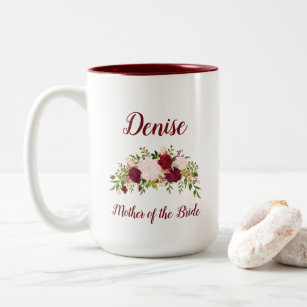 Mother of the Bride Marsala Pink Floral Wedding Two-Tone Coffee Mug