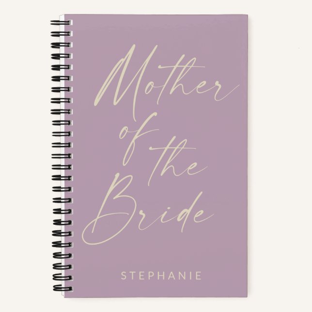 Mother of the Bride Minimalist Lilac Personalised Notebook (Front)