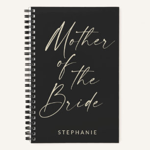 Mother of the Bride Minimalist Personalised Black Notebook