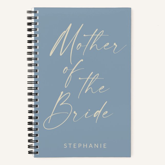 Mother of the Bride Minimalist Personalised Blue Notebook (Front)