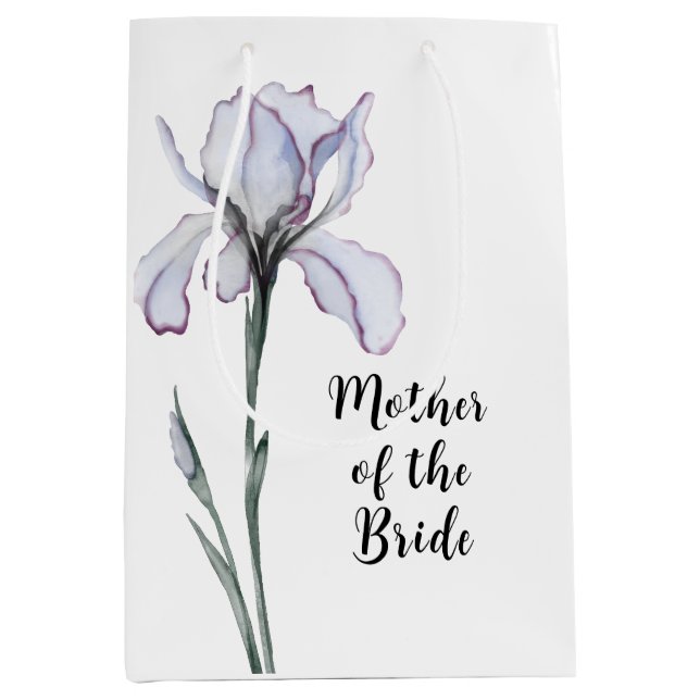 Mother of the Bride Modern Lavender Iris Wedding Medium Gift Bag (Front)