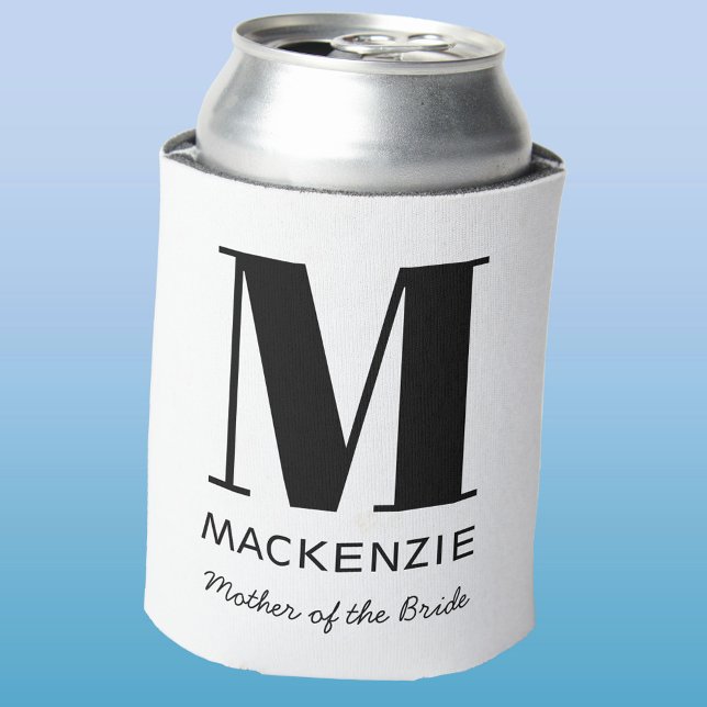 Mother of the Bride Monogram Name Can Cooler (Mother of the Bride monogram initial personalized can cooler)