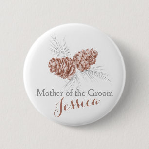 Mother of the bride pine cone brown wedding 6 cm round badge