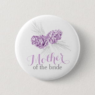 Mother of the bride pine cone purple wedding pin