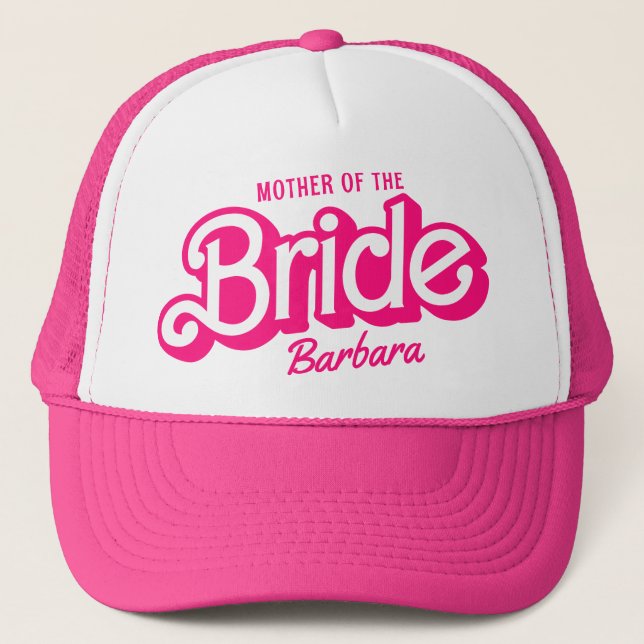Mother Of The Bride Pink Bachelorette Barb Trucker Hat (Front)