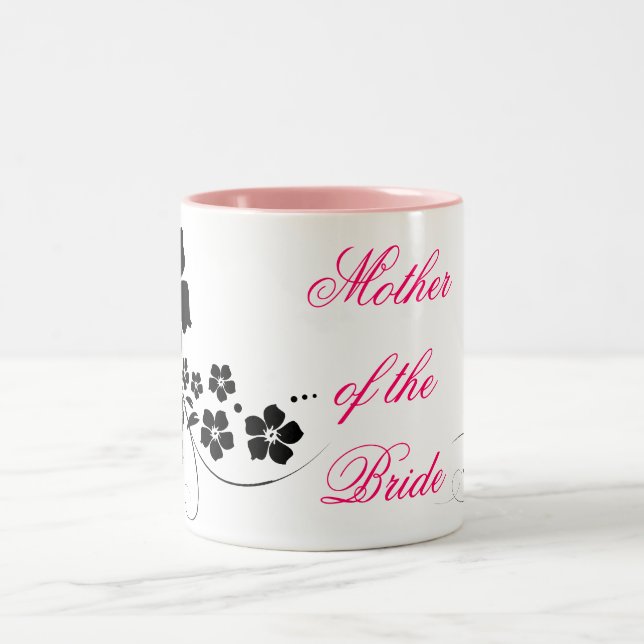 Mother of the Bride pink black Two-Tone Coffee Mug (Center)