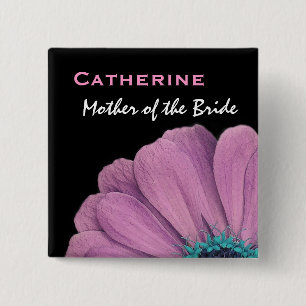Mother of the Bride Pink Daisy Wedding 15 Cm Square Badge