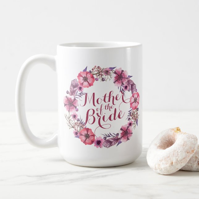 Mother of the Bride Pink Floral Wedding Mug (With Donut)