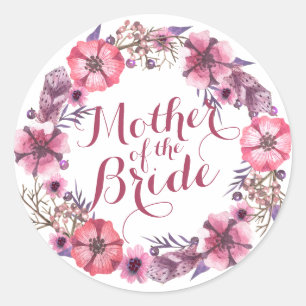 Mother of the Bride Pink Floral Wedding Sticker