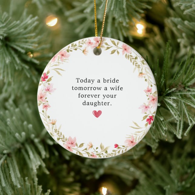 Mother of the Bride Pink Floral Wreath Ceramic Tree Decoration (Tree)