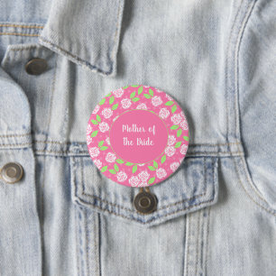 Mother of the Bride Pink Green Floral 7.5 Cm Round Badge