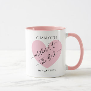 Mother Of The Bride Pink Heart Personalised Mug