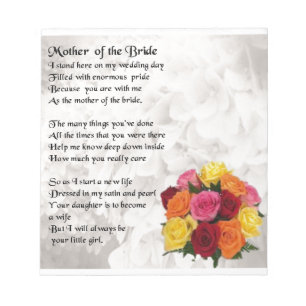 Mother of the Bride Poem - Flowers Notepad