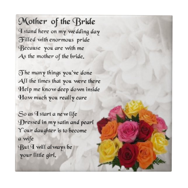 Mother of the Bride Poem  - Flowers Tile (Front)