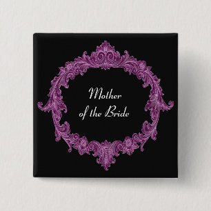 MOTHER OF THE BRIDE Purple Black Vintage V08 15 Cm Square Badge