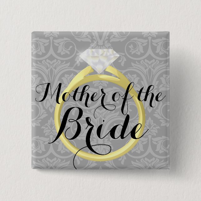 Mother of the Bride Ring Wedding Party Button (Front)
