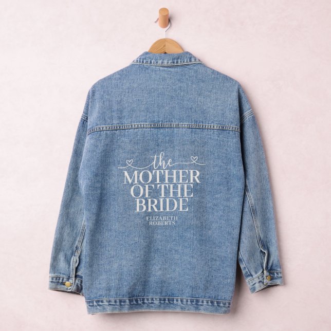 Mother of the Bride Script Hearts Bold Wedding Denim Jacket (Hangar)