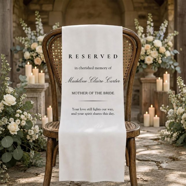 Mother of the Bride Script Reserved Linen Wedding Short Table Runner (Creator Uploaded)
