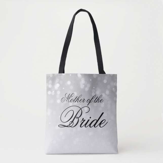 Mother Of The Bride Silver Bokeh Sparkle Lights Tote Bag (Front)