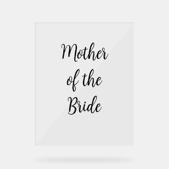 Mother of the Bride Simple Wedding Blue Typography Acrylic Sign (Front)
