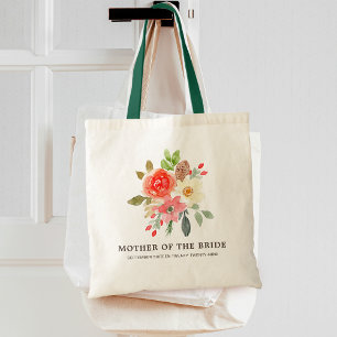 Mother of the Bride Spring Floral Pink Red White Tote Bag