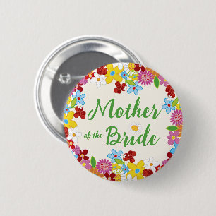 MOTHER OF THE BRIDE Spring Flower Wedding Name Tag 6 Cm Round Badge