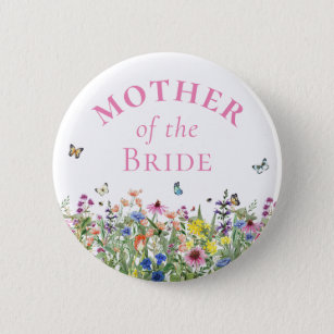 Mother of the Bride - Summer Floral & Butterflies 6 Cm Round Badge