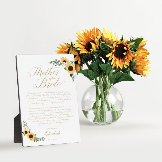 Mother of The Bride Sunflowers Message from Bride Plaque (Creator Uploaded)