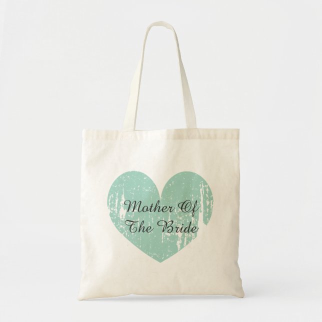 Mother of the bride tote bag with turquoise heart (Front)