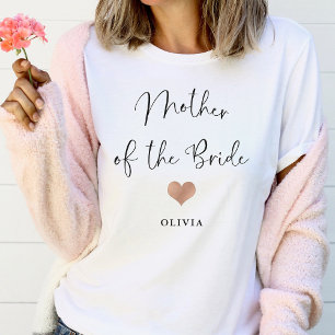 Mother of the Bride   Trendy Script and Heart T-Shirt