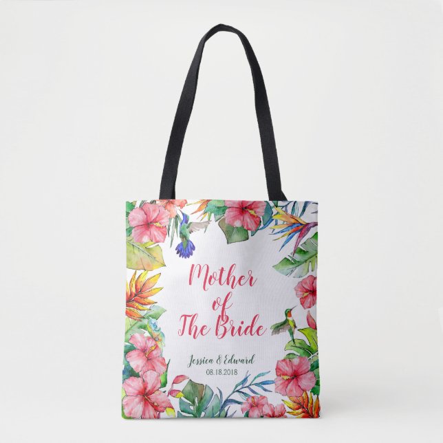 Mother of The Bride Tropical Hawaiian Wedding Tote Bag (Front)