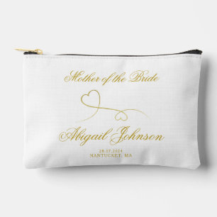 Mother of the Bride - Two Elegant Gold Hearts Accessory Pouch