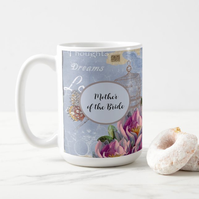 Mother of the Bride Victorian Love Thoughts Dreams Coffee Mug (With Donut)
