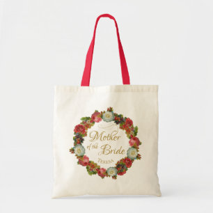 Mother of the Bride Vintage Floral Wreath Wedding Tote Bag