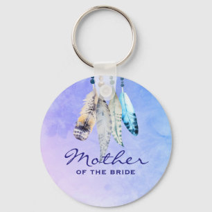 Mother of the Bride Watercolor Featherss Key Ring