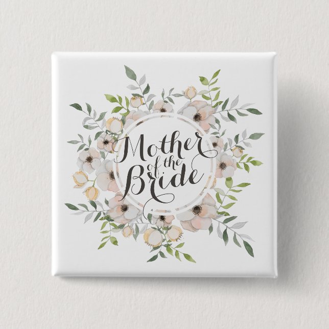Mother of the Bride Watercolor Pin Button (Front)