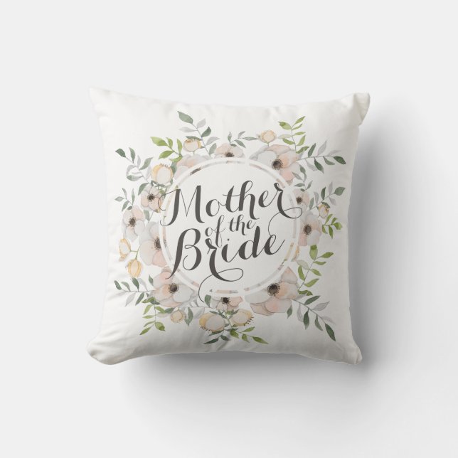 Mother of the Bride Watercolor Throw Pillow (Front)