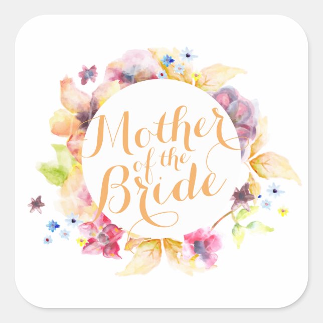 Mother of the Bride Watercolor Wedding Sticker (Front)