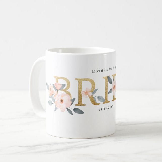 Mother Of The Bride Watercolour Floral Blush Rose Coffee Mug (Front Left)