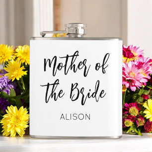 Mother of the Bride Wedding Black White Hip Flask