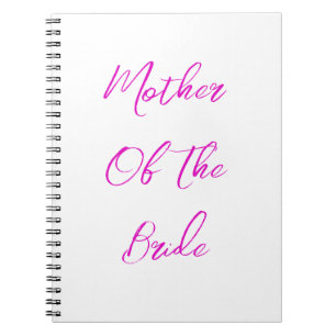 Mother Of The Bride Wedding Gift Favour Pink White Notebook