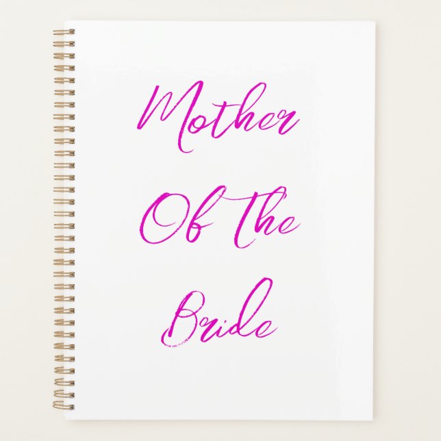Mother Of The Bride Wedding Gift Favour Pink White Planner (Front)