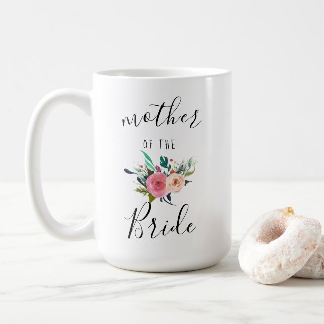 Mother of the Bride Wedding Gift Floral Chic 15oz  Coffee Mug (With Donut)