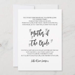 Mother of the Bride Wedding Poem Card