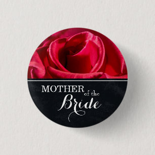 "Mother of The Bride" Wedding Red Roses 3 Cm Round Badge