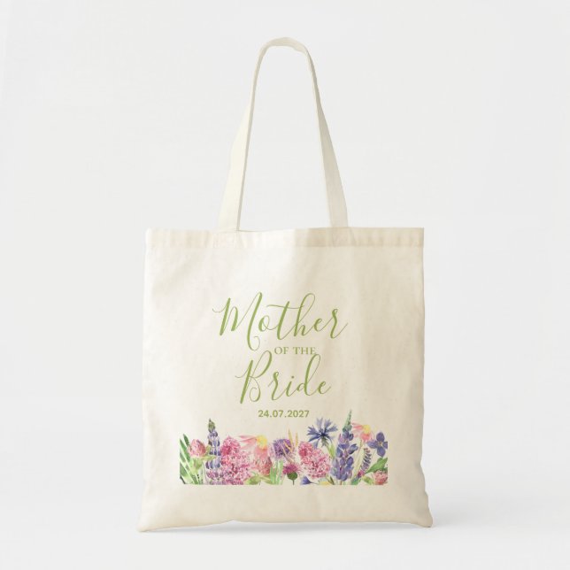 Mother of the Bride Wildflower Garden Border Tote Bag (Front)