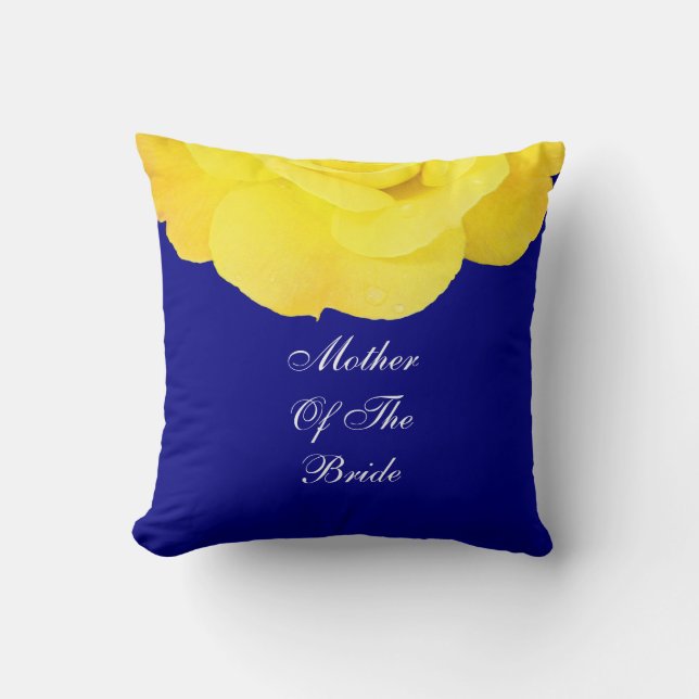 Mother Of The Bride Yellow Blue Wedding Floral Cushion (Front)