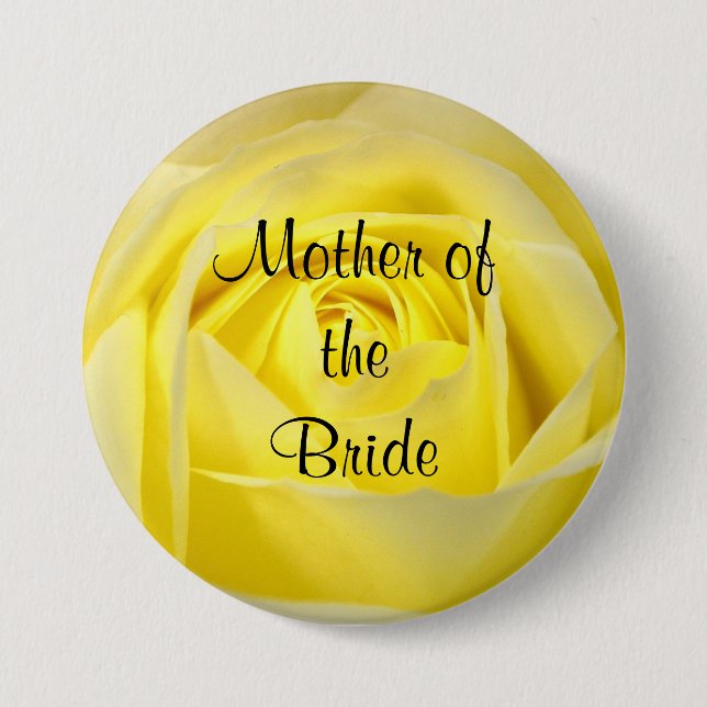 Mother of the Bride, Yellow Rose 7.5 Cm Round Badge (Front)