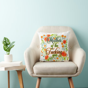 Mother of the F*cking Year Wildflower Floral Mom Cushion
